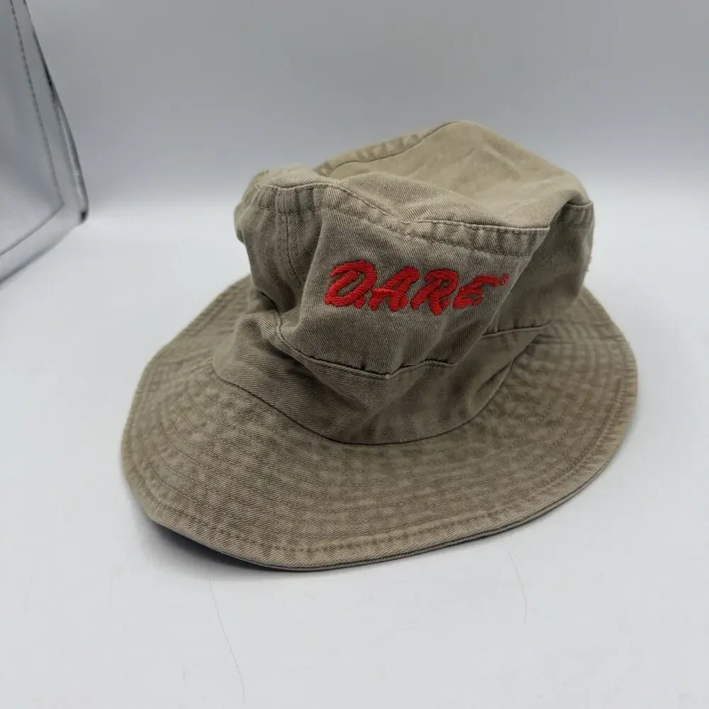Authentic D.A.R.E. Bucket Hat, Khaki 90s Retro Adult Size - Picture 5 of 7